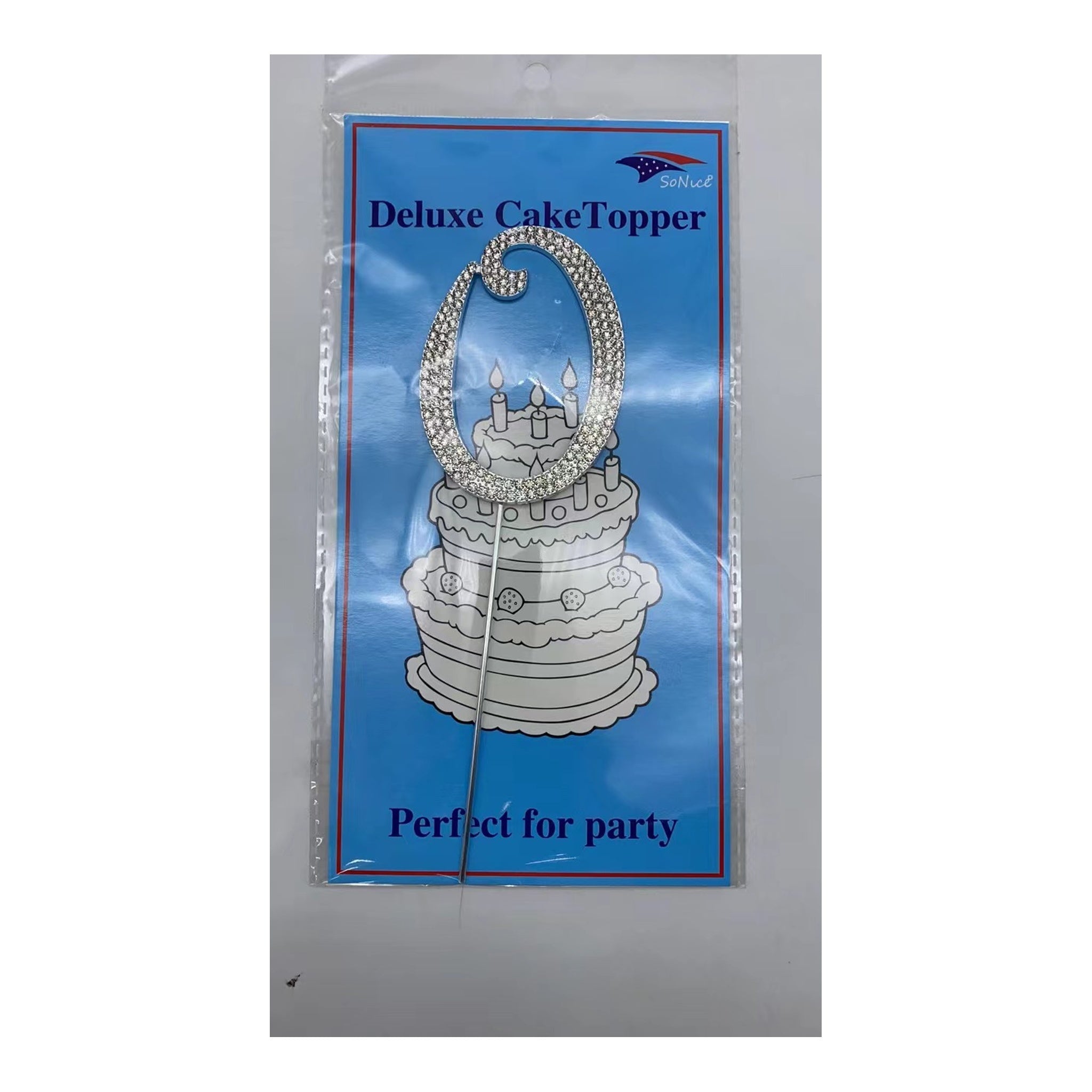 Gem Cake Topper Number Silver 0